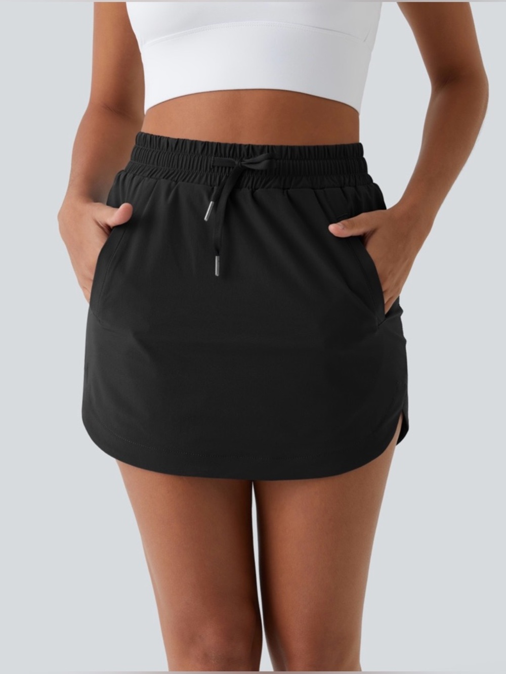 Halara High Waisted Curved Hem Mini Golf Skort Black Women's Size SM